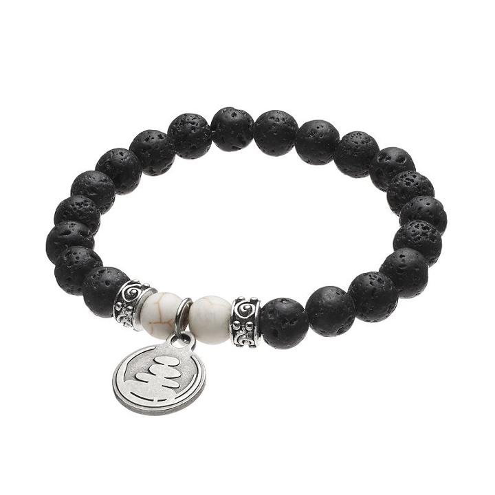 Wish Upon A Rock Black Lava Bead Stretch Bracelet, Women's, Size: 7