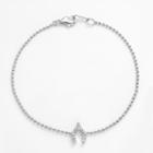 Sophie Miller Sterling Silver Cubic Zirconia Wishbone Link Bracelet, Women's, Size: 7.25, White