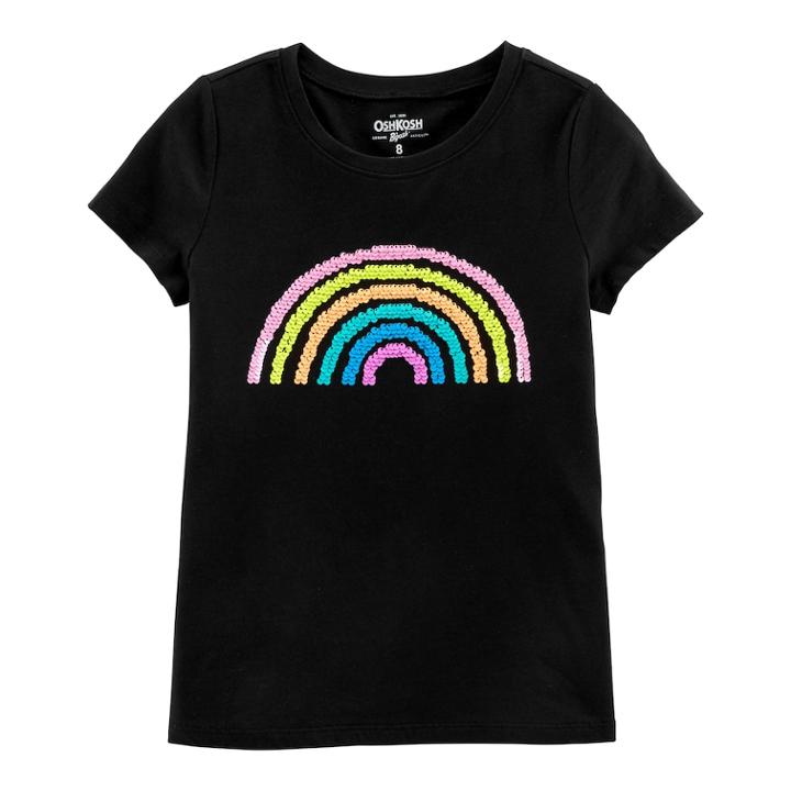 Girls 4-12 Oshkosh B'gosh&reg; Reversible Sequin Rainbow Tee, Size: 6-6x, Black