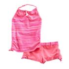 Girls 4-16 Free Country Space-dyed Halter Tankini Top & Shorts Swimsuit Set, Size: 14, Med Pink