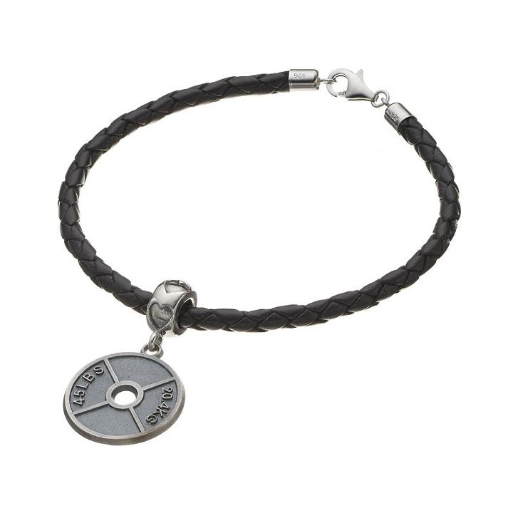 Insignia Collection Sterling Silver Weight Plate Charm Bracelet, Women's, Size: 7.5, Grey