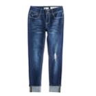 Girls 7-16 Indigo Rein Cuffed Girlfriend Skinny Jeans, Size: 10, Dark Blue