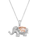 Two Tone Sterling Silver Diamond Accent Elephant Pendant Necklace, Women's, Size: 18, White