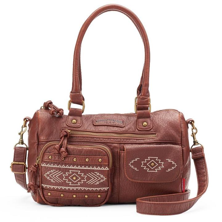 Unionbay Geometric Studded Satchel, Women's, Dark Brown