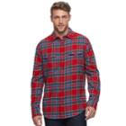 Men's Sonoma Goods For Life&trade; Plaid Flannel Button-down Shirt, Size: Large, Dark Red