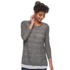 Women's Apt. 9&reg; Layered Pointelle Sweater, Size: Medium, Black
