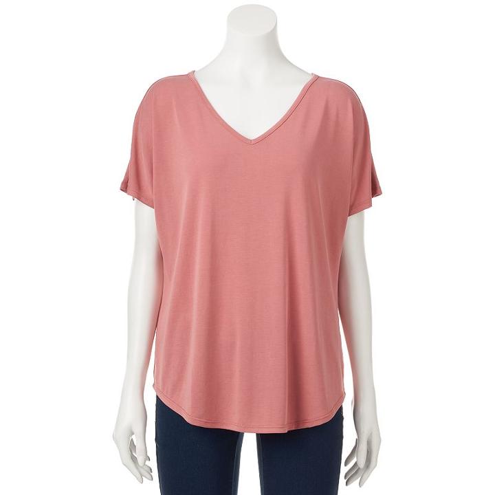 Juniors' Pink Rose Cupro Short Sleeve Tee, Teens, Size: Medium, Red/coppr (rust/coppr)