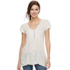 Women's World Unity Flutter Lace Top, Size: Large, Dark Beige