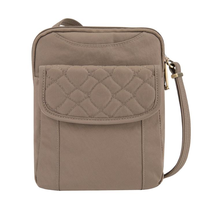 Travelon Anti-theft Signature Quilted Slim Pouch, Women's, Beig/green (beig/khaki)