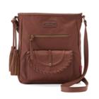 Unionbay Whipstitch Trim Flap Crossbody Bag, Women's, Med Brown