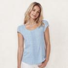 Women's Lc Lauren Conrad Pintuck Tee, Size: Medium, Light Blue