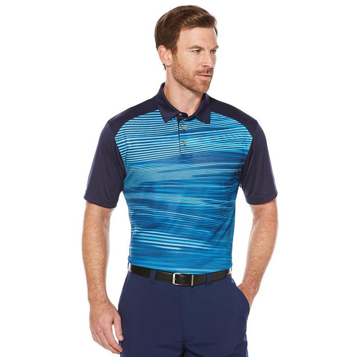 Men's Grand Slam Regular-fit Contour-striped Driflow Performance Golf Polo, Size: Xl, Turquoise/blue (turq/aqua)
