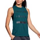 Women's Under Armour Linear Wordmark Graphic Muscle Tank, Size: Xs, Gold