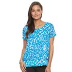 Women's Dana Buchman Chiffon Popover Top, Size: Xxl, Blue