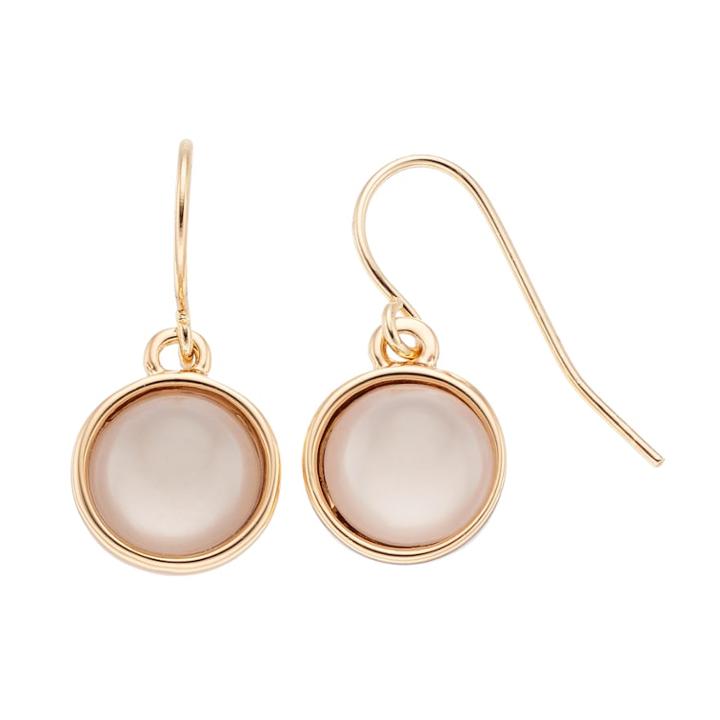 Chaps Pink Cabochon Nickel Free Drop Earrings, Women's, Light Pink