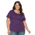 Plus Size Croft & Barrow&reg; Henley Tee, Women's, Size: 1xl, Purple