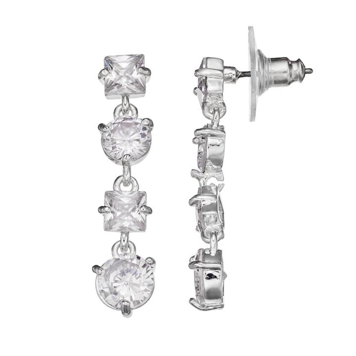 Napier Cubic Zirconia Linear Drop Earrings, Women's, Silver
