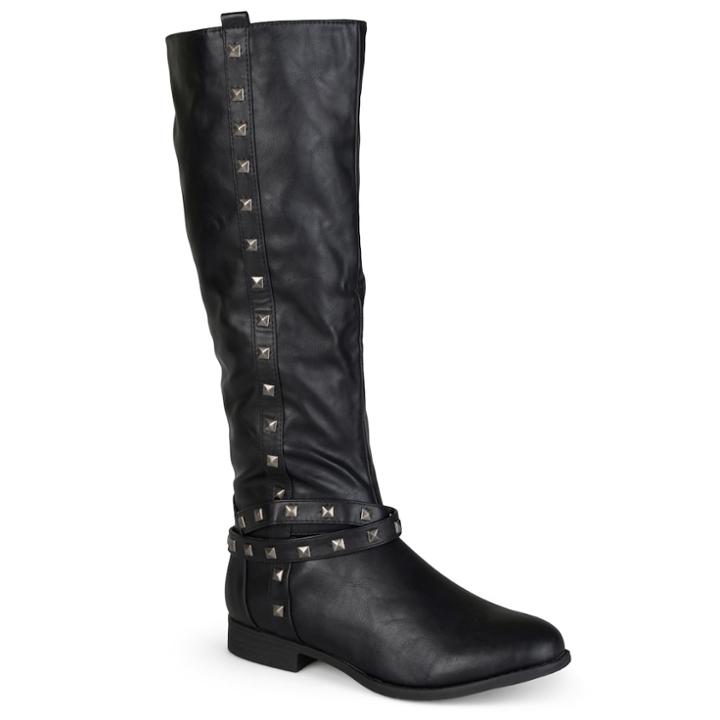 Journee Collection Chillum Women's Studded Tall Boots, Size: 6, Black