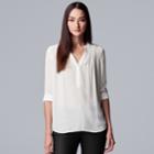 Women's Simply Vera Vera Wang Pintuck Crepe Blouse, Size: Large, White