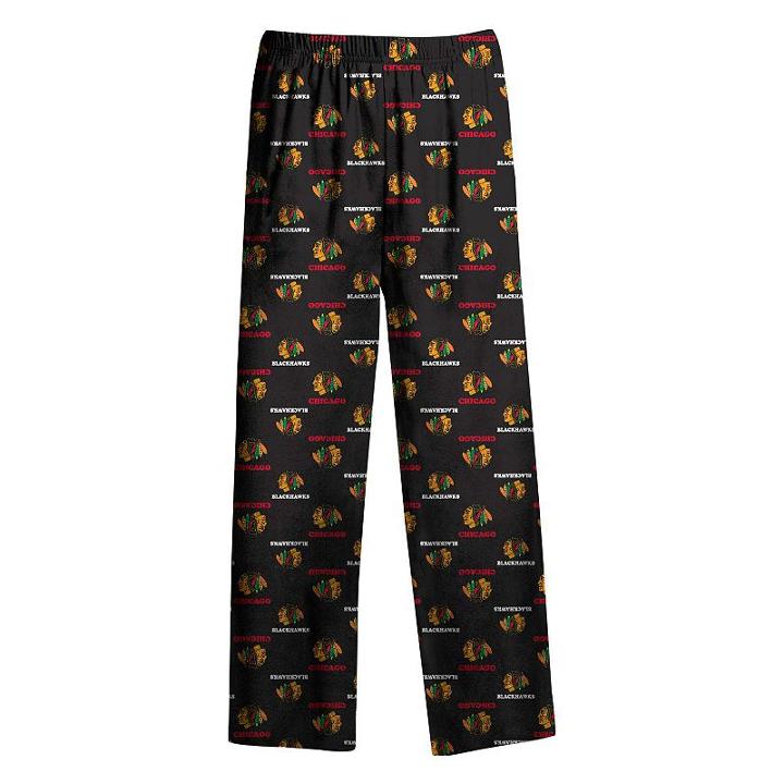Boys 8-20 Chicago Blackhawks Allover Logo Lounge Pants, Boy's, Size: S(8), Black