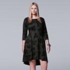 Plus Size Simply Vera Vera Wang Flocked Ponte Dress, Women's, Size: 2xl, Black