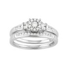10k White Gold 1/3 Ct. T.w. Diamond Cluster Engagement Ring Set, Women's, Size: 7