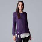 Women's Simply Vera Vera Wang Mock-layer Knot Top, Size: Large, Drk Purple