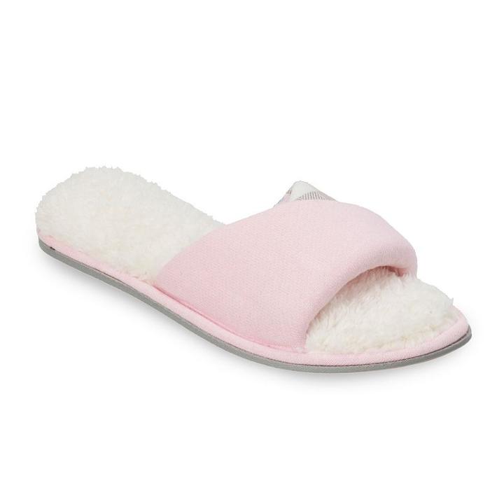 Dearfoams Women's Knit Twist Slide Slippers, Size: Large, Dark Pink