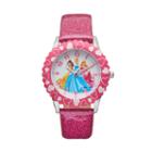 Disney Princess Kids' Cinderella, Belle & Aurora Leather Time Teacher Watch, Girl's, Pink