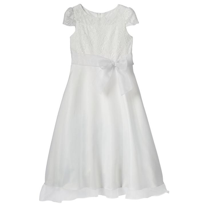 Girls 7-14 Lavender Lace Bodice Ballerina Length Special Occasion Dress, Girl's, Size: 14, White Oth