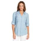 Women's Gloria Vanderbilt Lenora Roll-tab Shirt, Size: Small, Med Blue