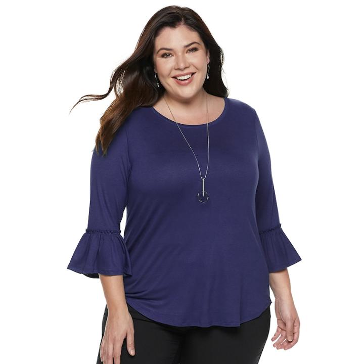 Plus Size Apt. 9&reg; Bell Sleeve Top, Women's, Size: 2xl, Drk Purple