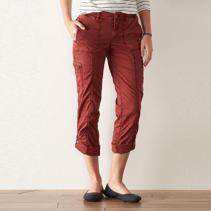 Petite Sonoma Goods For Life&trade; Cargo Convertible Pants, Women's, Size: 8 Petite, Orange