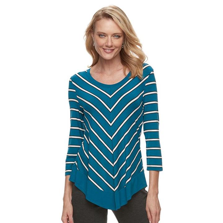 Women's Croft & Barrow&reg; Printed Scoopneck Top, Size: Medium, Blue