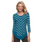 Women's Croft & Barrow&reg; Printed Scoopneck Top, Size: Medium, Blue