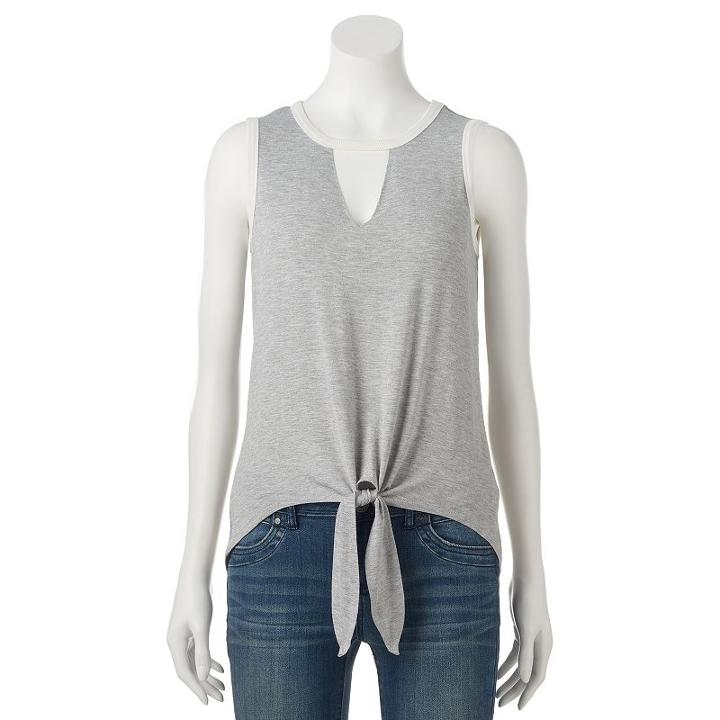 Juniors' Love, Fire Choker Neck Ringer Tank, Girl's, Size: Small, Med Grey