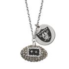 Oakland Raiders Crystal Sterling Silver Team Logo & Football Charm Necklace, Women's, Size: 18, Multicolor