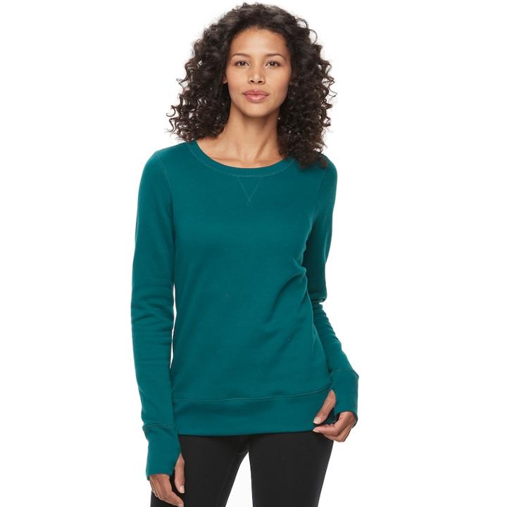Women's Tek Gear&reg; Fleece Crewneck Sweatshirt, Size: Large, Dark Blue