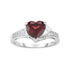 Sterling Silver Garnet & Diamond Accent Heart Ring, Women's, Size: 7, Brown
