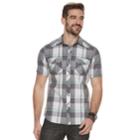 Men's Rock & Republic Plaid Button-down Shirt, Size: Medium, Dark Grey
