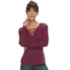 Women's Rock & Republic&reg; Lattice-shoulder Tee, Size: Xxl, Dark Red