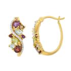 18k Gold Over Silver Gemstone Cluster U-hoop Earrings, Women's, Multicolor