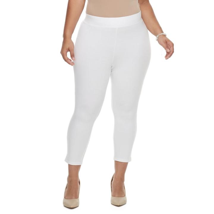 Plus Size Utopia By Hue Ankle Slit Leggings, Women's, Size: 2xl, White