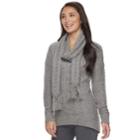 Women's Sonoma Goods For Life&trade; Cable Knit Crewneck Sweater & Scarf, Size: Xs, Grey