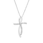 10k White Gold 1/4-ct. T.w. Diamond Cross Pendant, Women's
