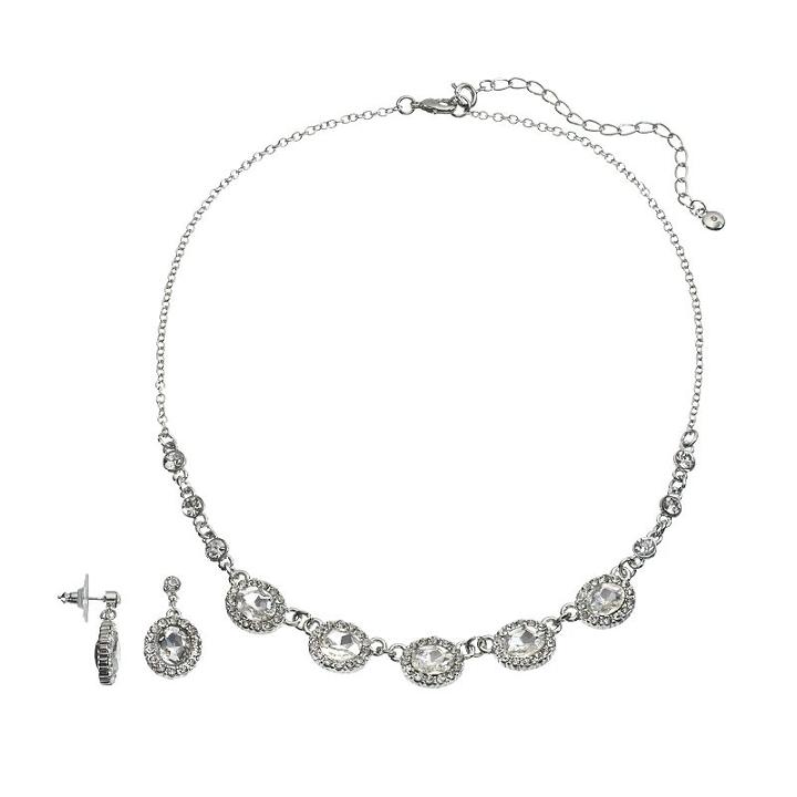 Oval Necklace & Drop Earring Set, Women's, Multicolor