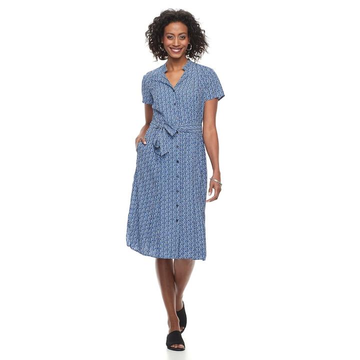 Women's Dana Buchman Notch Collar Dress, Size: Small, Brt Blue