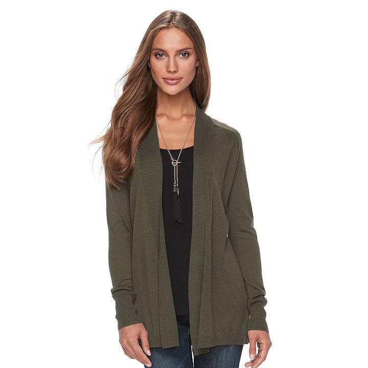 Women's Apt. 9&reg; Ribbed Cardigan, Size: Xxl, Green