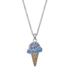 Silver Tone Crystal Ice Cream Cone Pendant Necklace, Women's, Multicolor