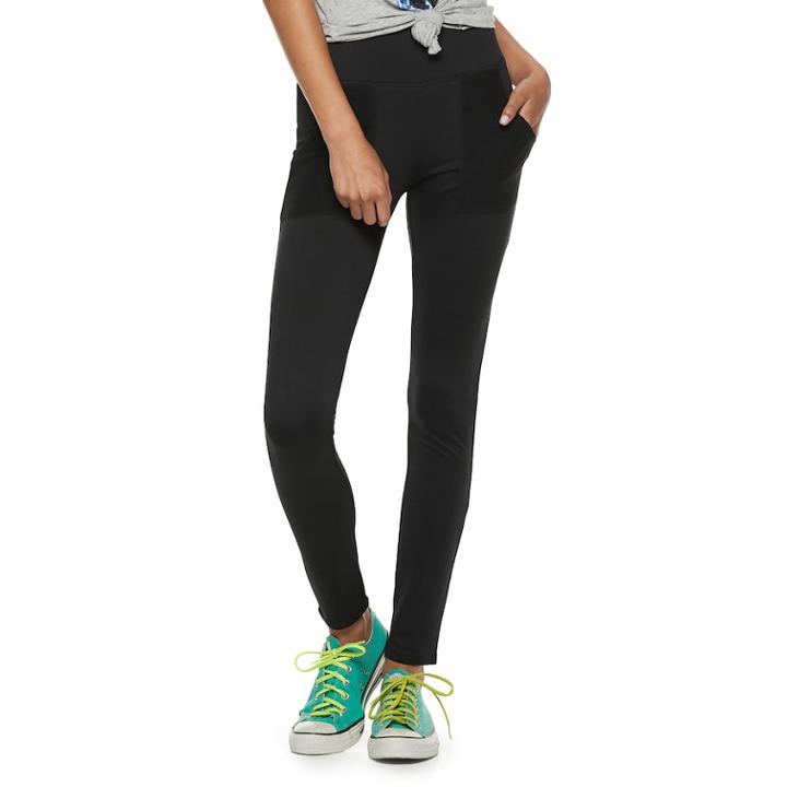 Juniors' Pink Republic High-waisted Pocket Leggings, Teens, Size: Xl, Black